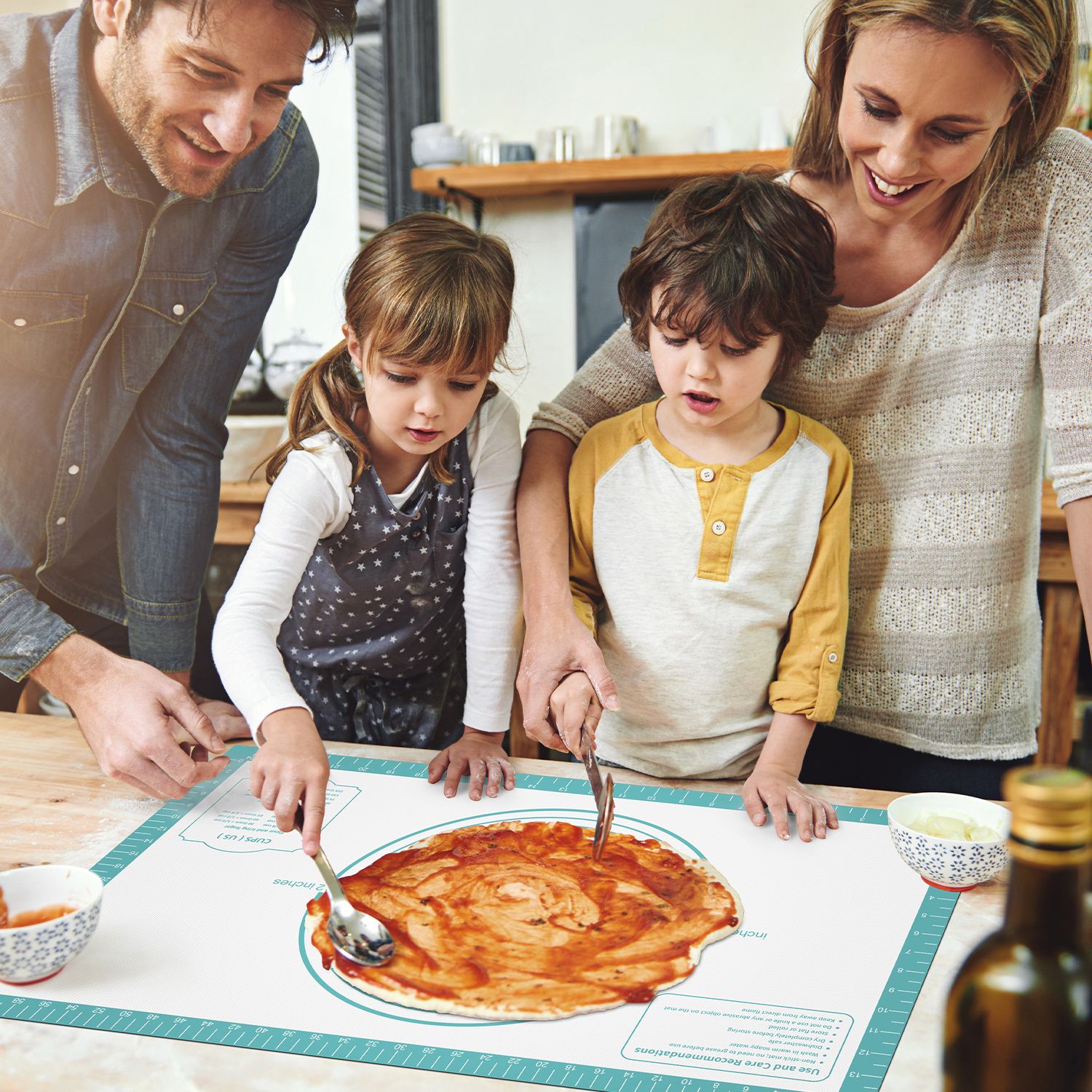 Pastry Mat with Measurements - Mint, 26x16