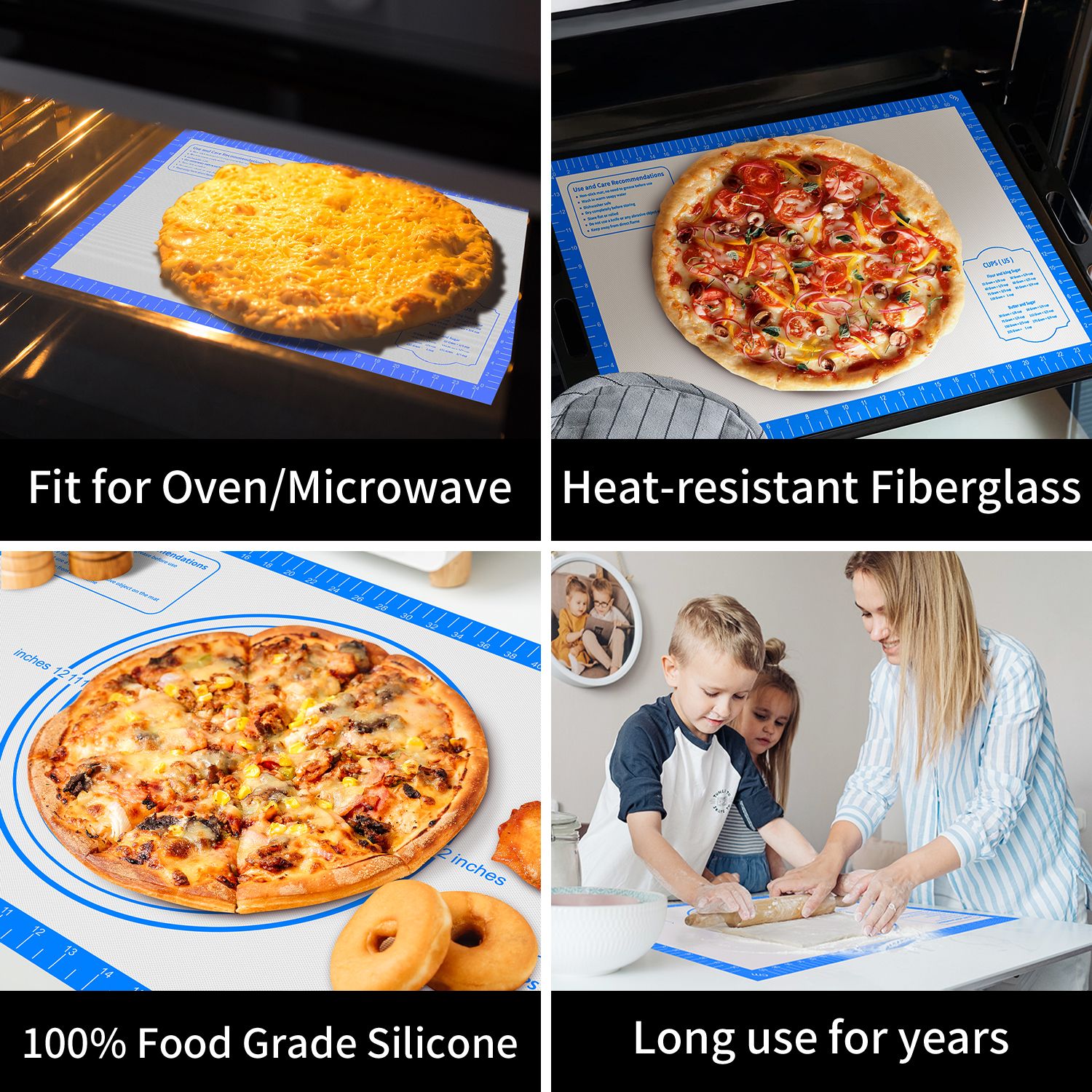 Pastry Mat with Measurements - Blue, 26x16