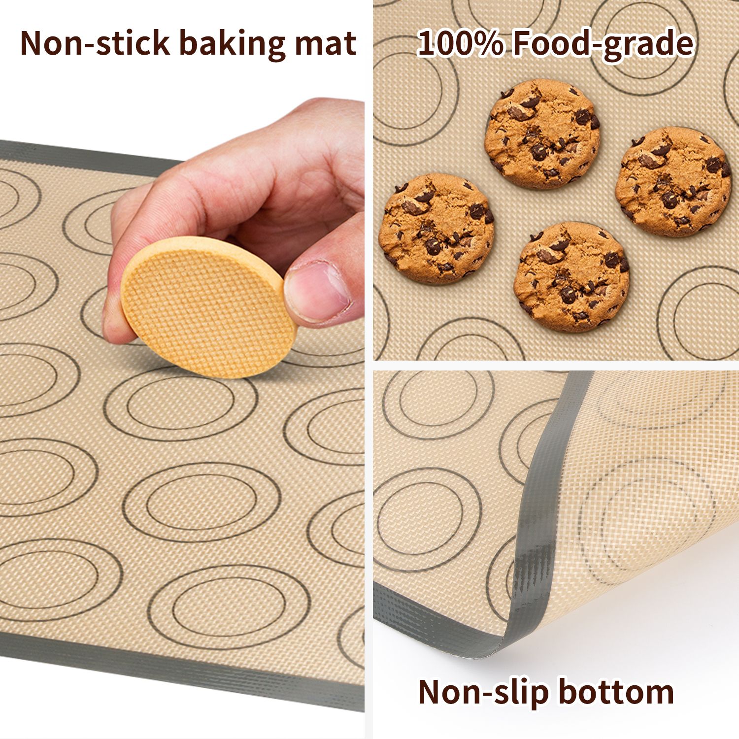 Macaron Baking Mat - Grey, 2 Pack
