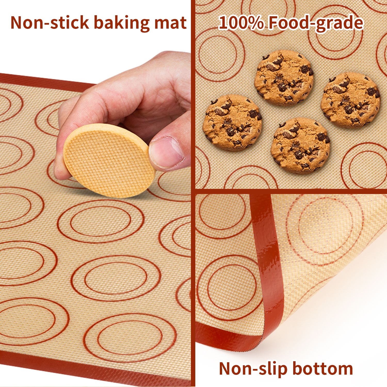 Macaron Baking Mat - Red, 2 Pack