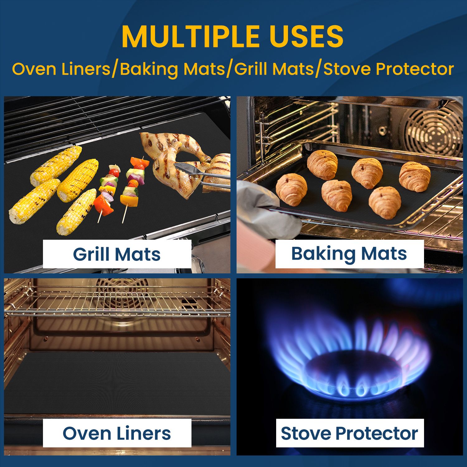 Oven Liners - Black, 2 Pack