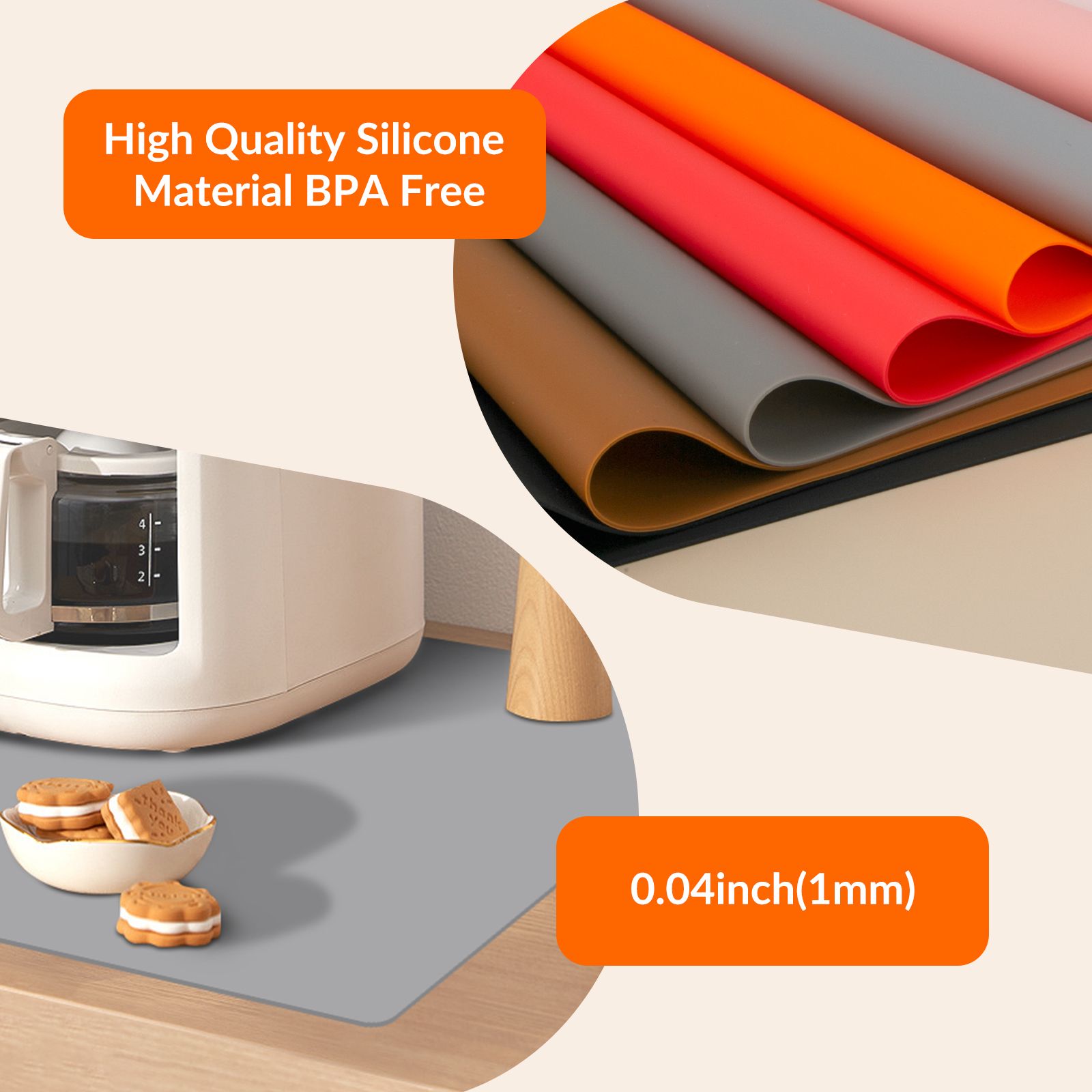 Countertop Protector Mat - Light Grey, 23.6L x 15.7W