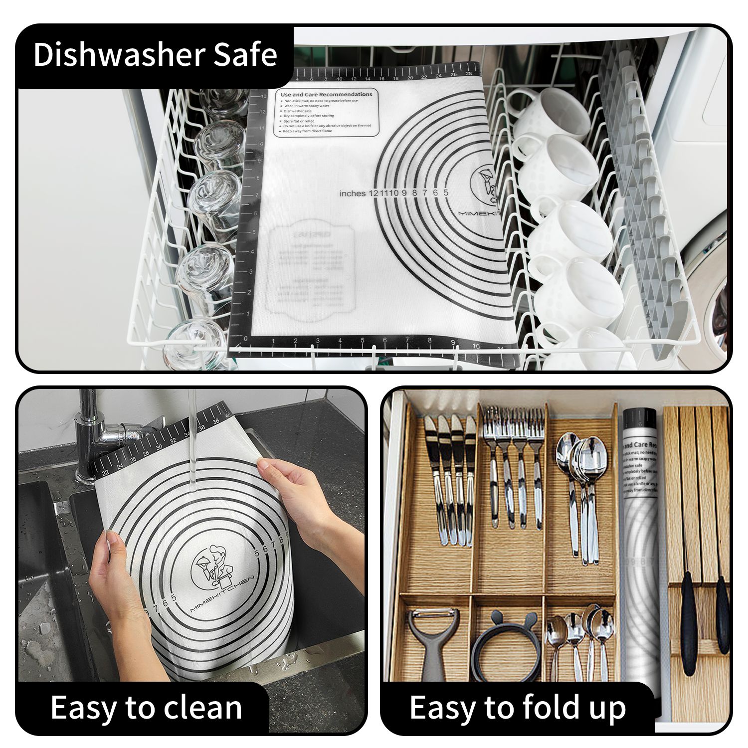 Pastry Mat with Measurements - Black, 26x16