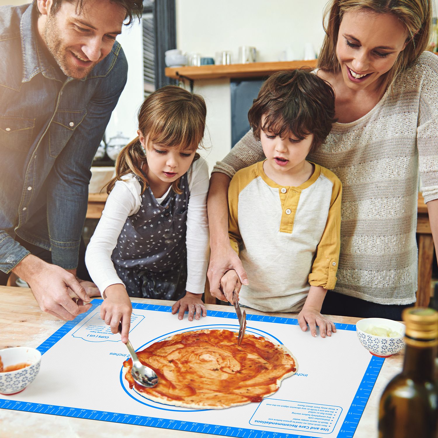 Pastry Mat with Measurements - Blue, 26x16