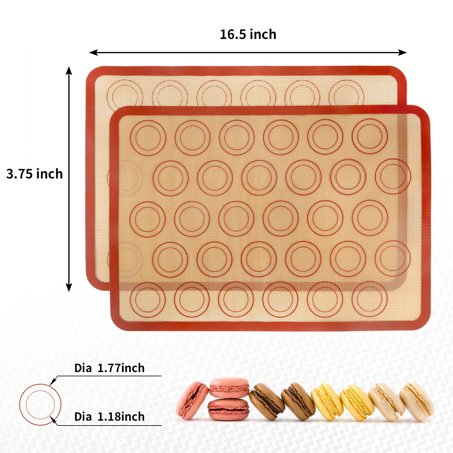 Macaron Baking Mat - Red, 2 Pack