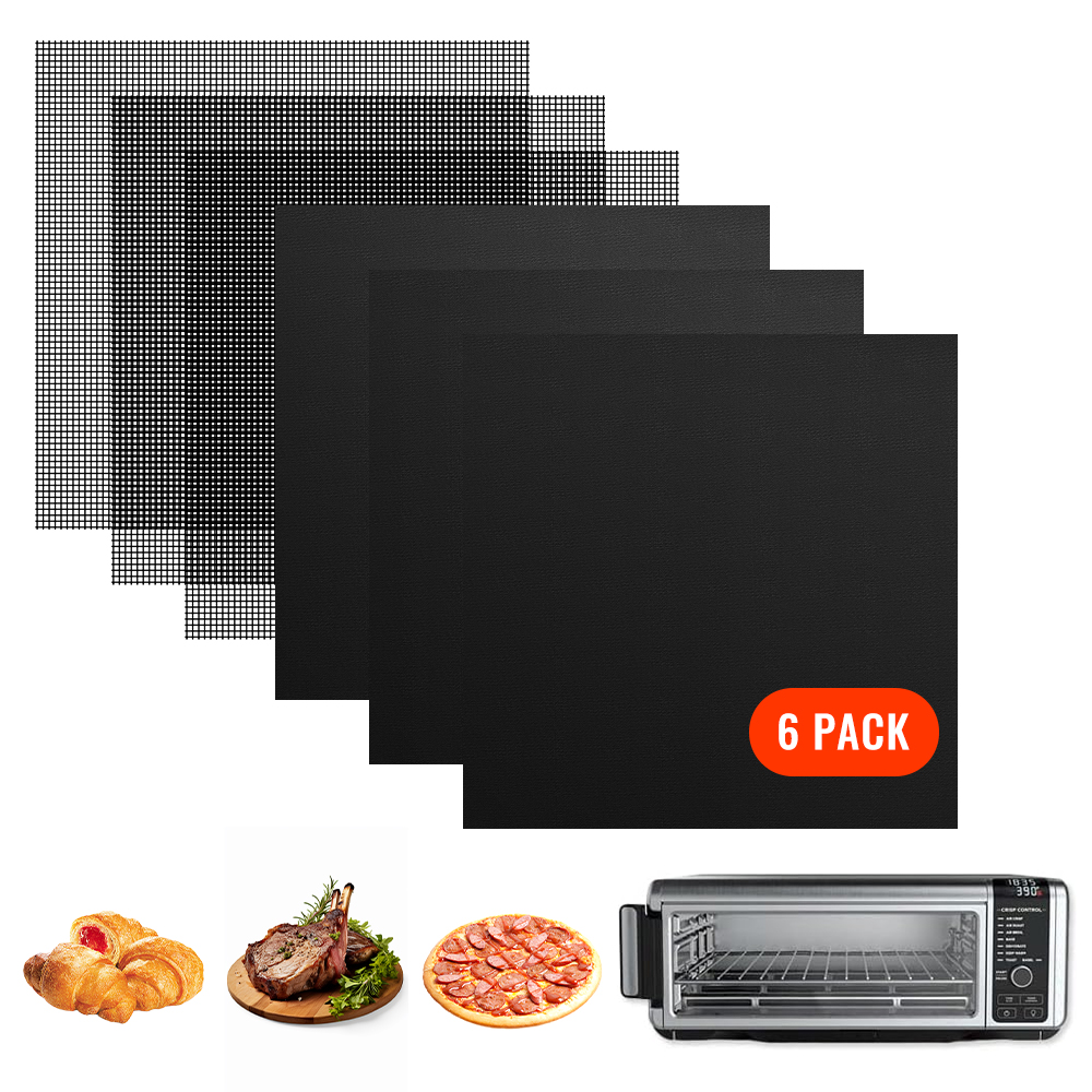 Reusable Silicone Air Fryer Liners - Black, 6 Pack