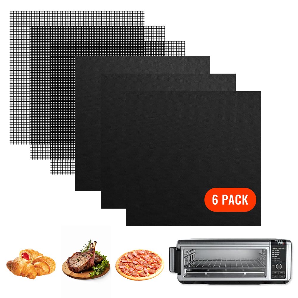 Reusable Silicone Air Fryer Liners - Black, 6 Pack