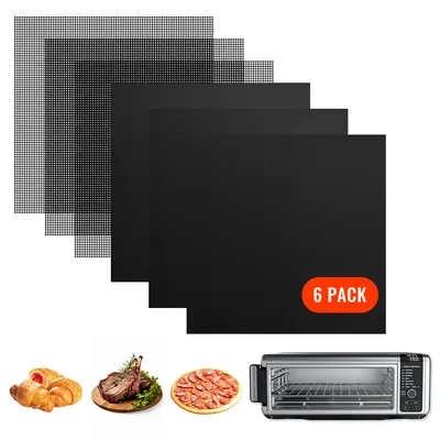 Reusable Silicone Air Fryer Liners - Black, 6 Pack
