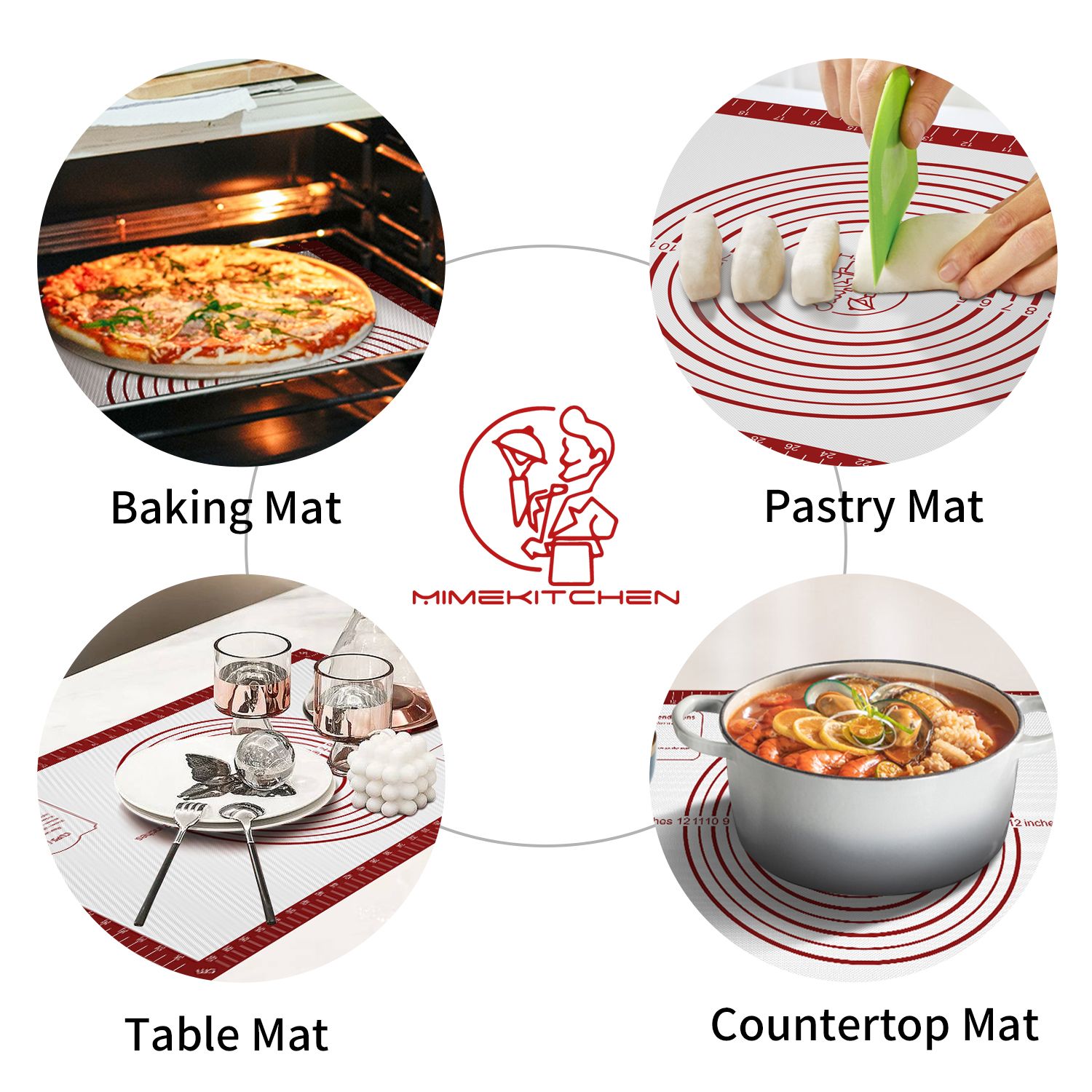 Pastry Mat with Measurements - Red, 26x16