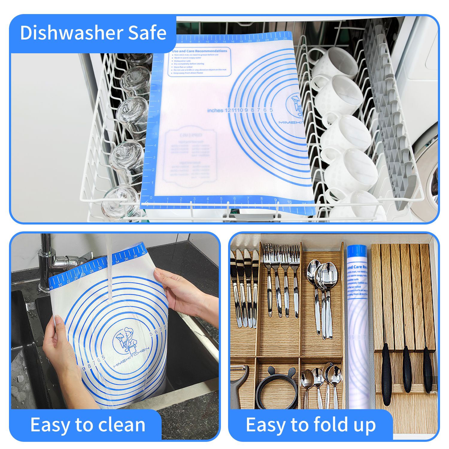 Pastry Mat with Measurements - Blue, 26x16
