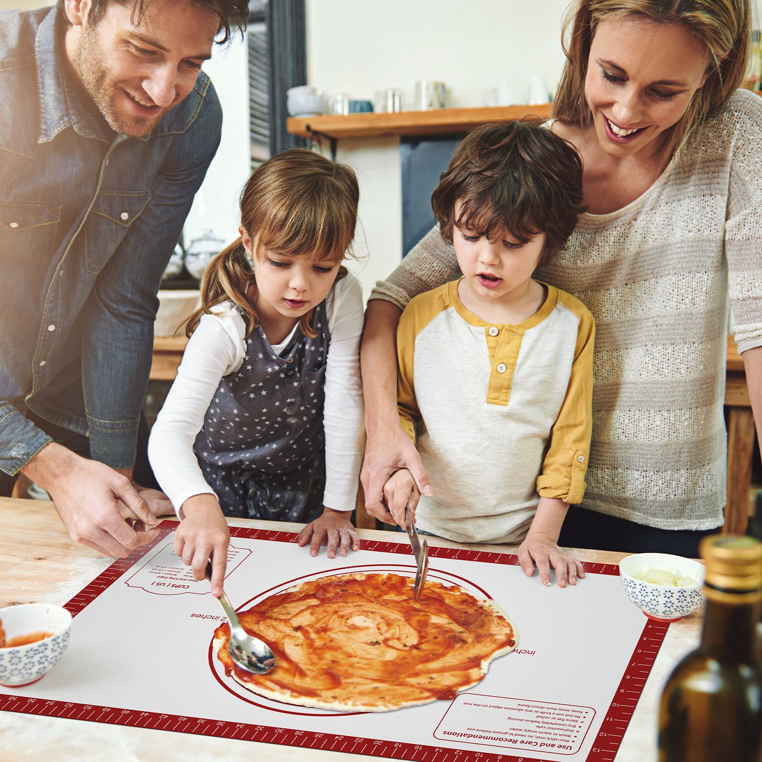 Pastry Mat with Measurements - Red, 26x16