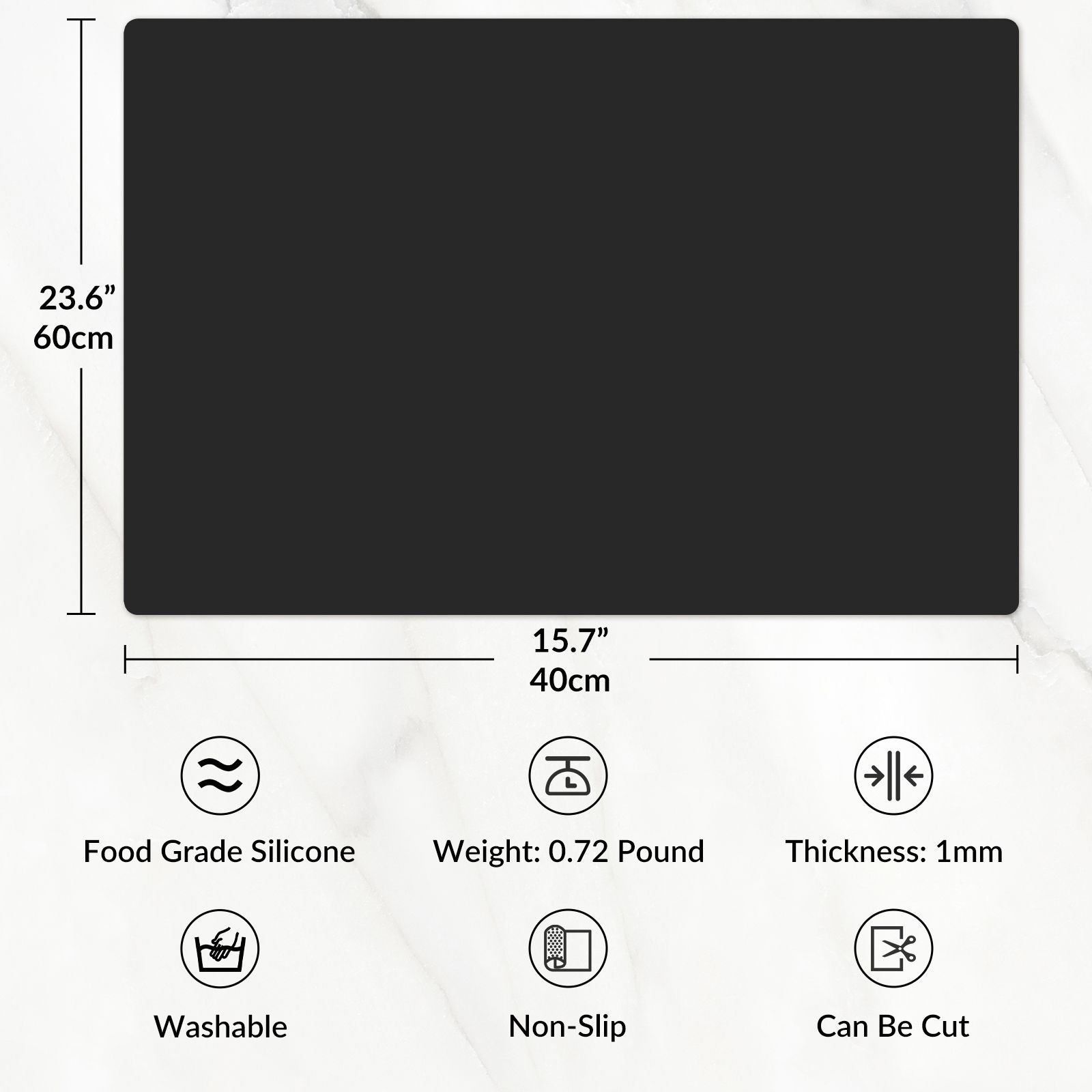 Countertop Protector Mat - Black, 23.6L x 15.7W