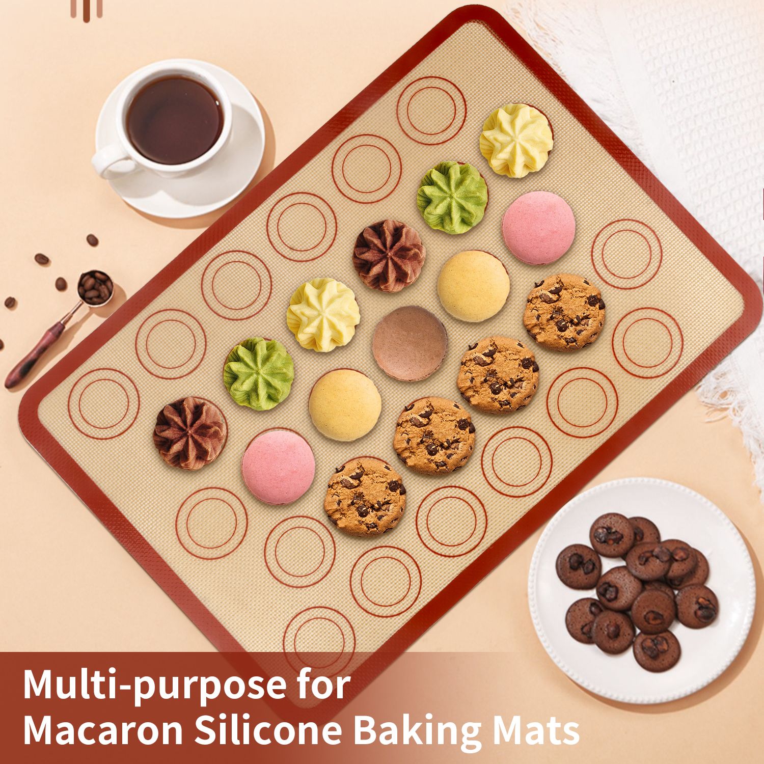 Macaron Baking Mat - Red, 2 Pack