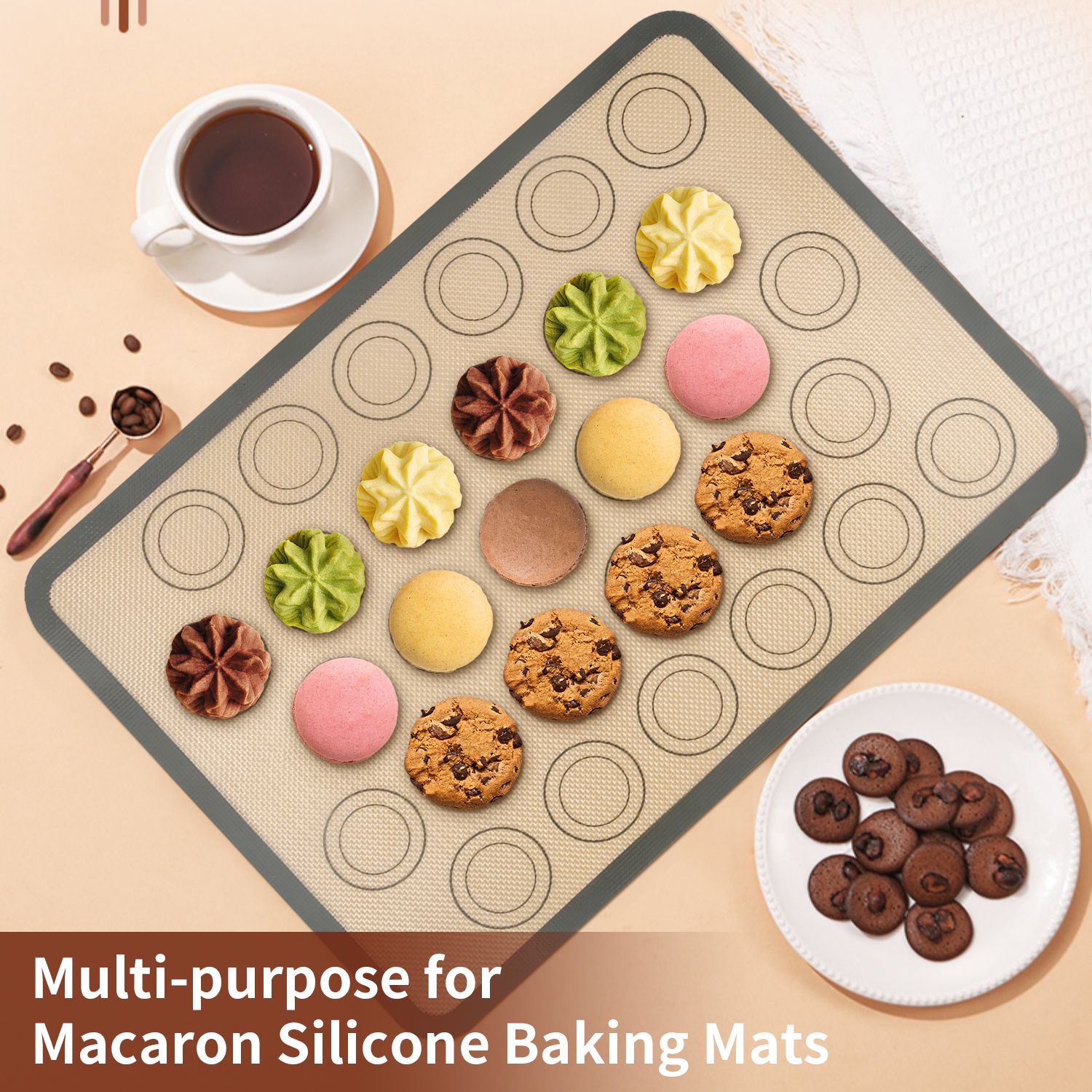 Macaron Baking Mat - Grey, 2 Pack