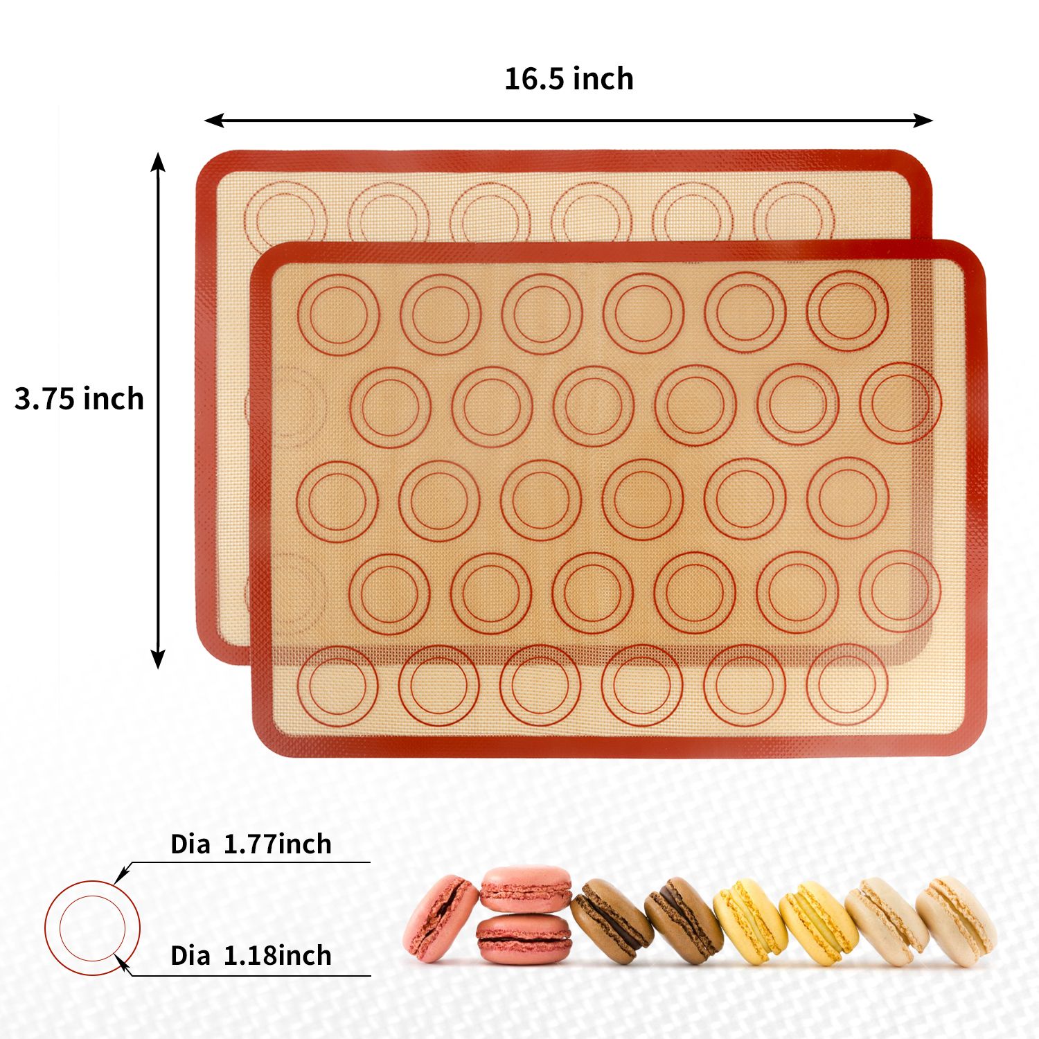 Macaron Baking Mat - Red, 2 Pack