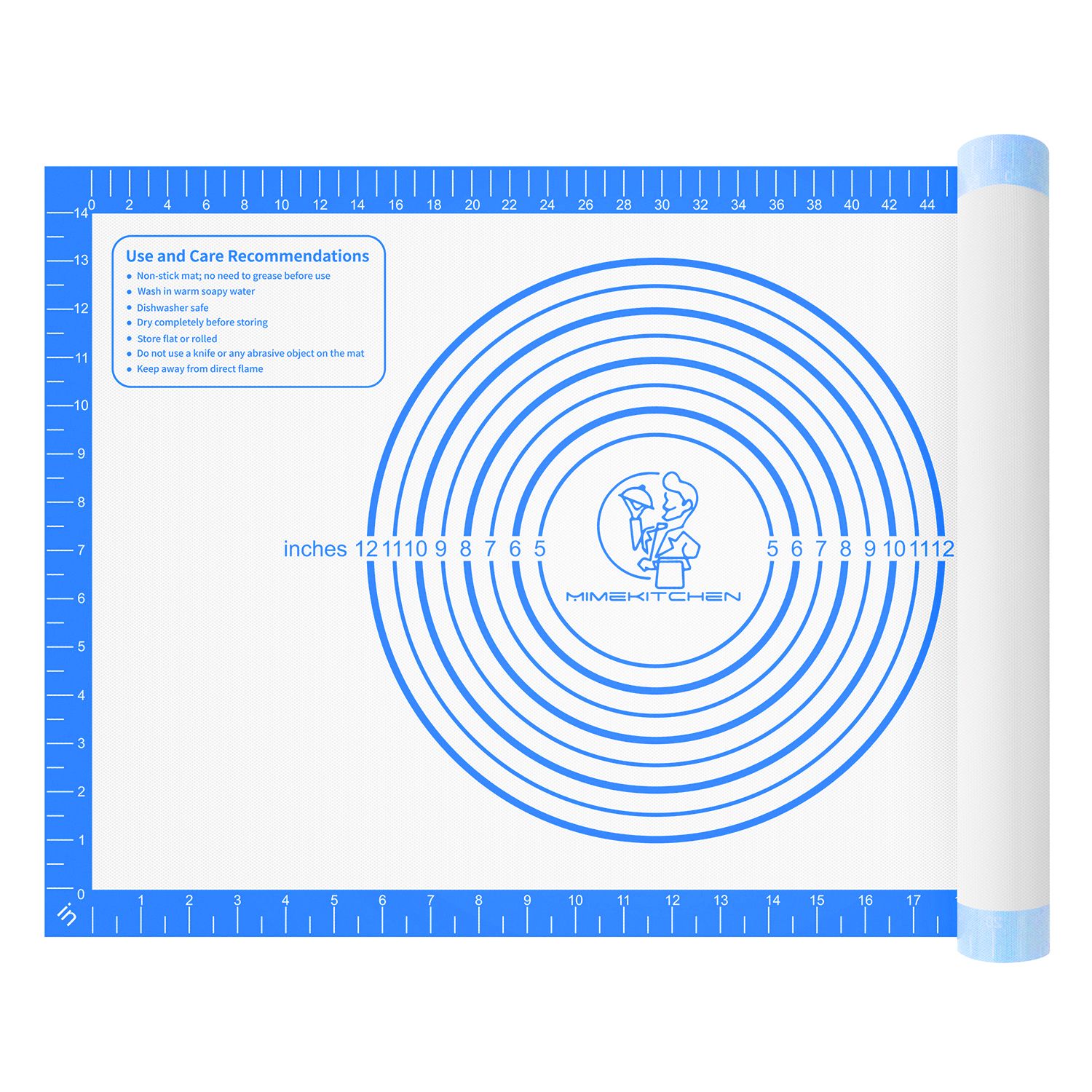 Pastry Mat with Measurements - Blue, 26x16