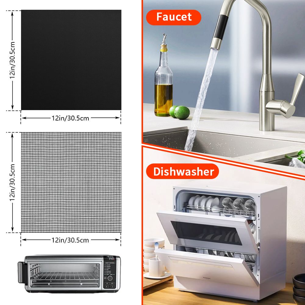 Reusable Silicone Air Fryer Liners - Black, 6 Pack