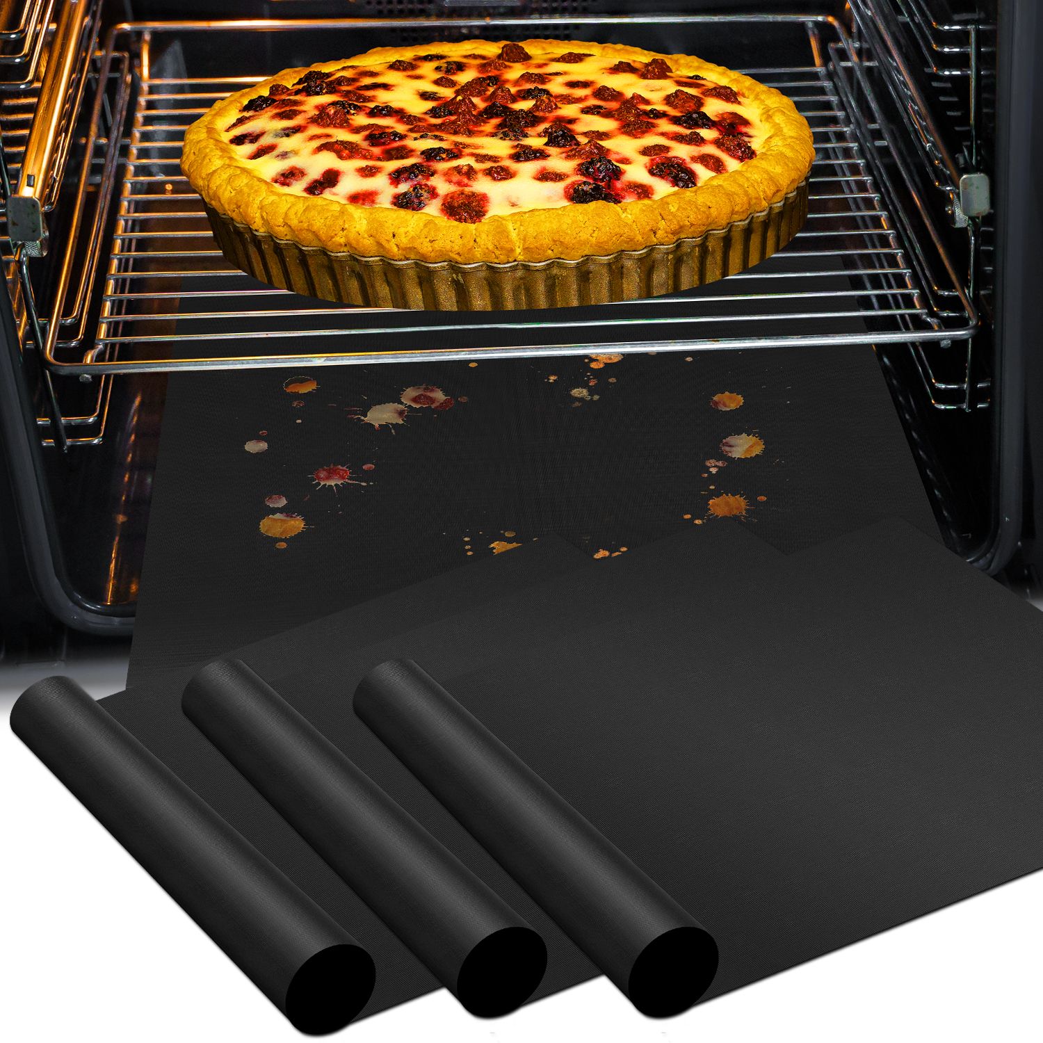 Oven Liners - Black, 3 Pack