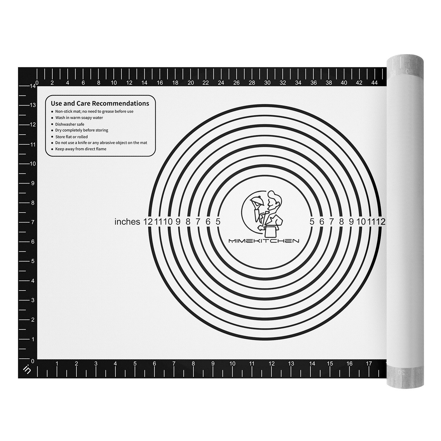 Pastry Mat with Measurements - Black, 26x16