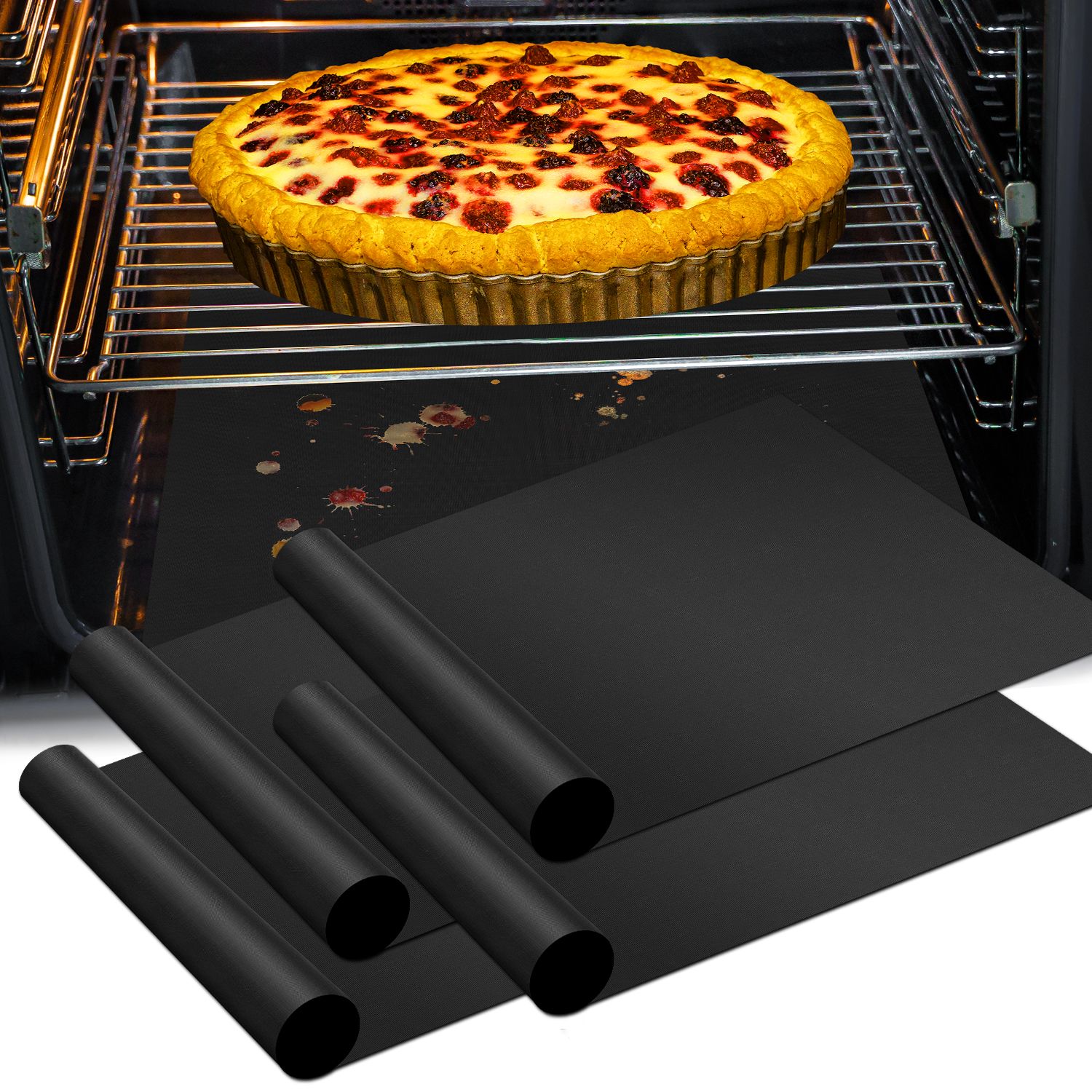 Oven Liners - Black, 4 Pack