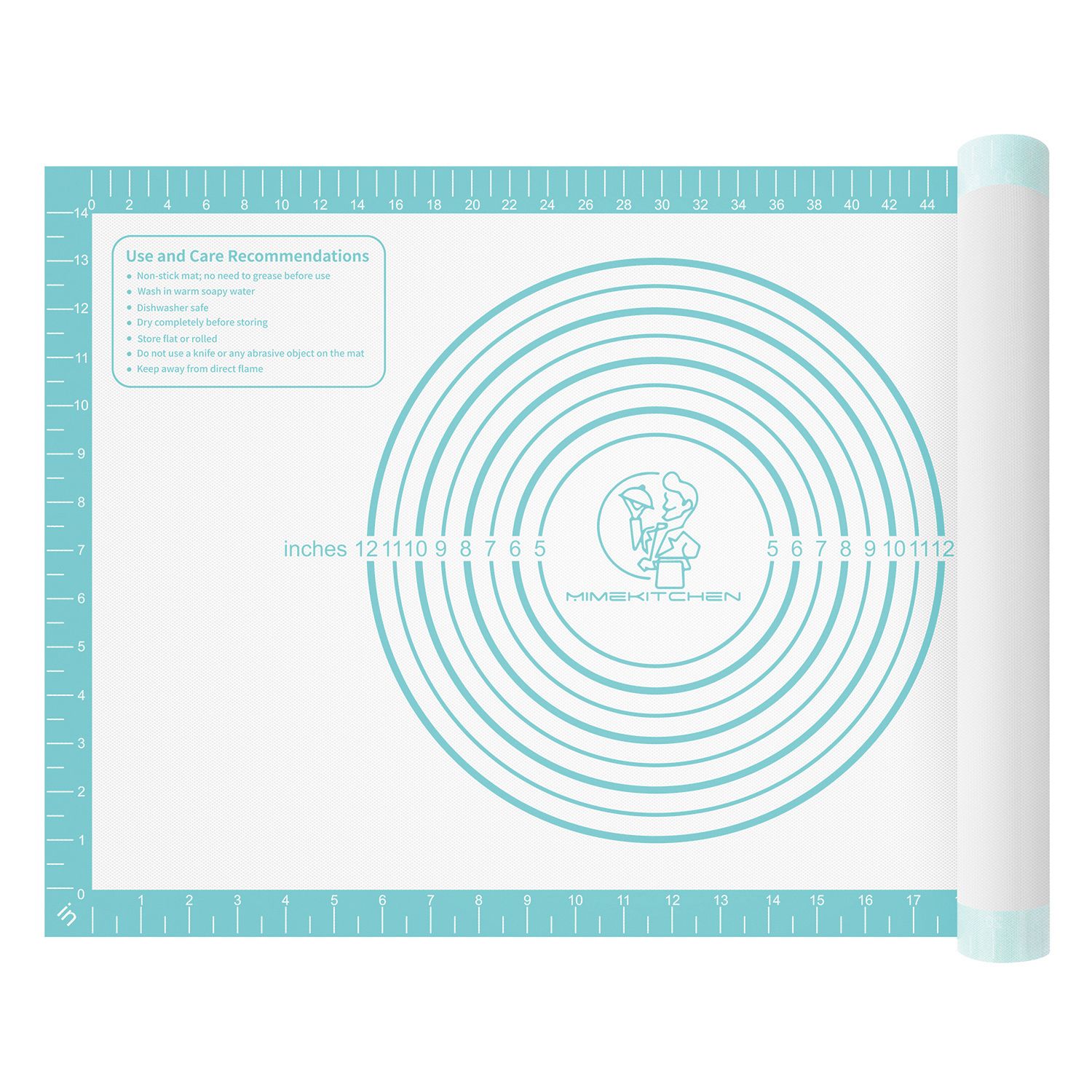 Pastry Mat with Measurements - Mint, 26x16
