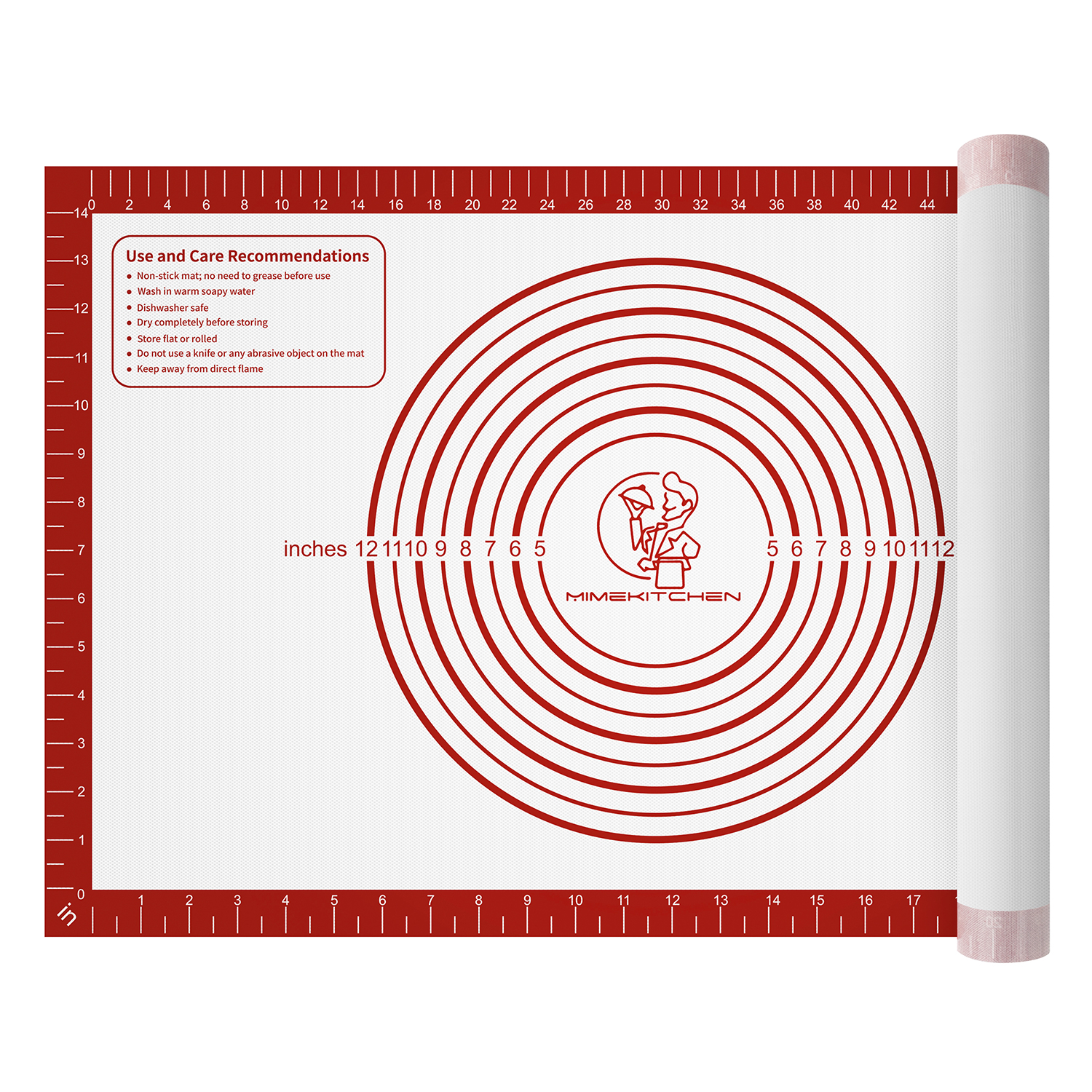 Pastry Mat with Measurements - Red, 26x16