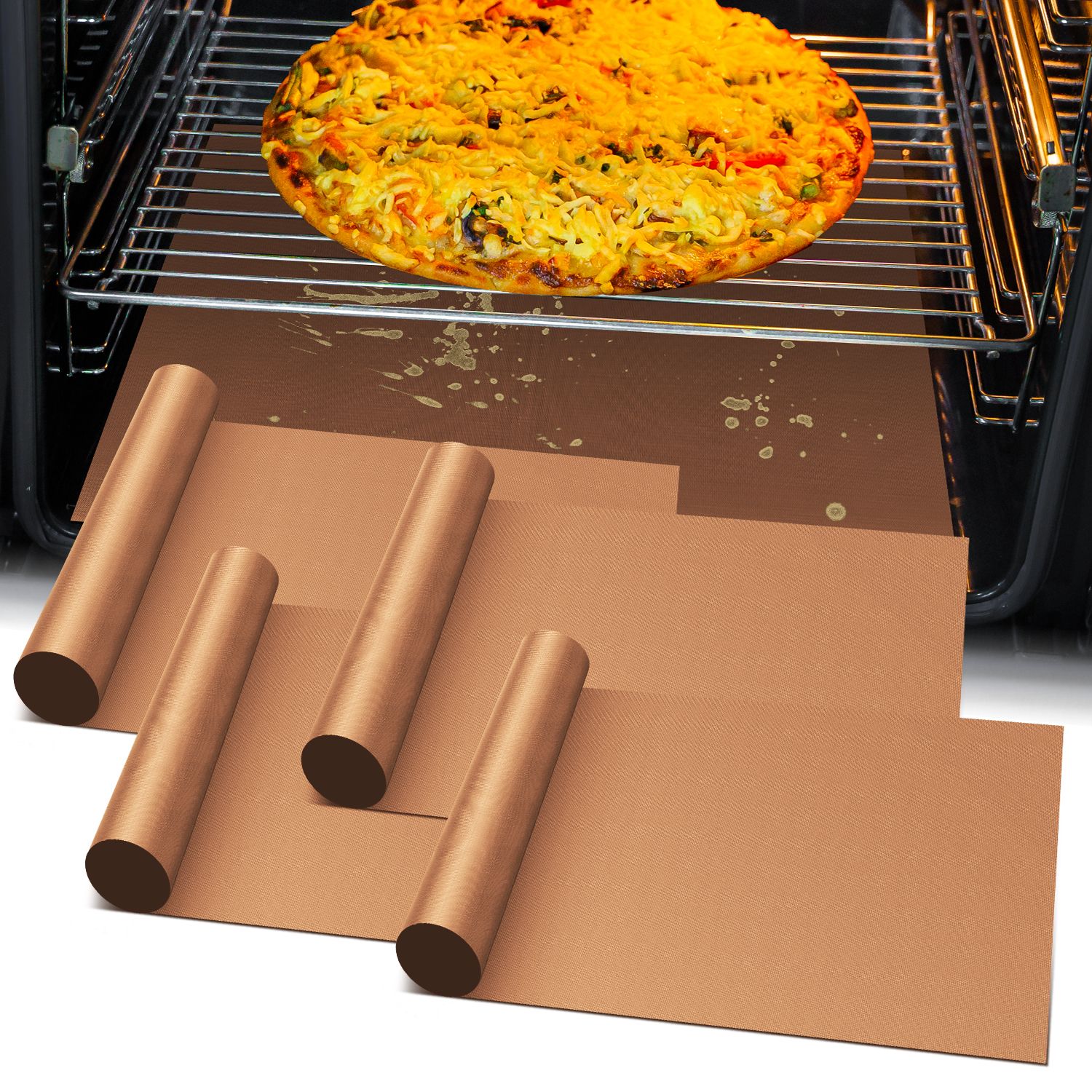 Oven Liners - Copper, 4 Pack